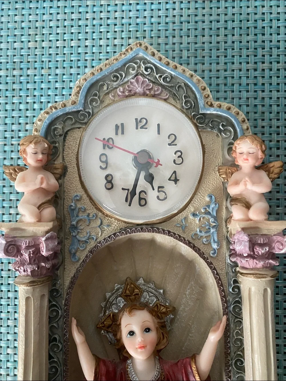 Ornate Burgundy Cherub Wall Clock by